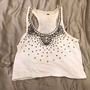 Free People Cropped beaded tank